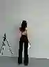 Resim Çarpraz Kemerli Yuksel Bel Wide Leg Jean