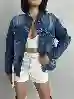 Resim Püsgüllü Cep Detaylı Kadın Jean Ceket