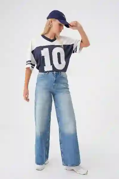 Resim Yuksek Bel Wide Leg Jean