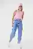 Resim Pileli Yuksek Bel Balloon Skater Jean