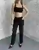Resim Siyah Yüksek Bel Mom Jeans