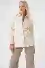 Resim Ekru Kemerli Cep Detayli Standart Kalip Denim Ceket