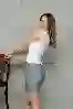 Resim Gri Slım Fit Dar Kesim Şort