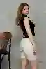 Resim Krem Taşlı Slım Fit Dar Kesim Şort