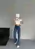 Resim Mavi Ön Cep Detaylı Wide Leg Jean