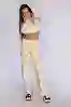 Resim Bej Normal Bel Wide Leg Kargo Pantolon