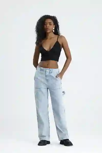 Resim Wide Leg Balloon Fit Carpenter Jean Pantolon