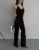 Resim Çarpraz Kemerli Yuksel Bel Wide Leg Jean