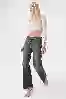 Resim Koyu Mavi Vintage Yikama Dusuk Bel Wide Leg Jean