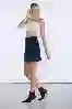 Resim Lacivert Önden Çıt Çıtlı Fitilli Kadife Etek