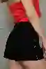 Resim Siyah Taşlı Pilili Mini Şort