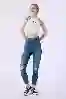 Resim Skınny Cep Kapalı Dizler Lazerlı Paça Kesik Denim Pantolon