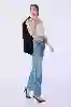 Resim Wide Leg Taş İşlemeli Denim Pantolon