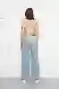 Resim Wide Leg kemer Düğmelı Ön Cepler Jeans Pantolon