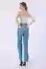 Resim Wide Leg Taş İşlemeli Denim Pantolon