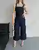 Resim Lacivert Salopet Bol Paça Denim Tulum
