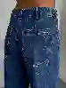 Resim Mavi Wide Leg kemer Düğmelı Ön Cepler Jeans Pantolon