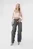 Resim Koyu Mavi Vintage Yikama Dusuk Bel Wide Leg Jean