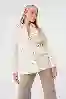 Resim Ekru Kemerli Cep Detayli Standart Kalip Denim Ceket