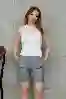 Resim Gri Slım Fit Dar Kesim Şort