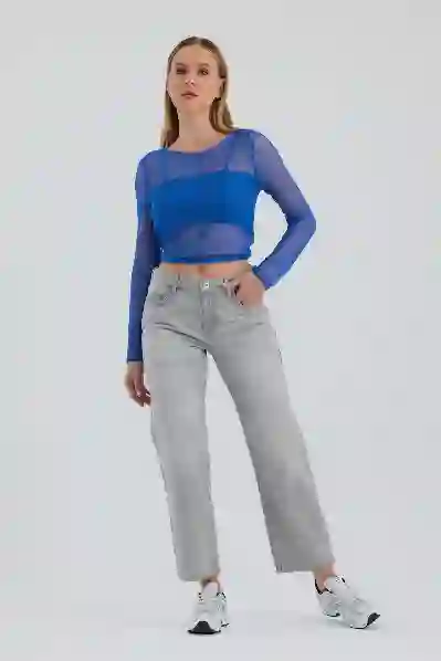 Resim Gri Normal  Bel Straight Jean