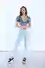 Resim Buz Mavi Yüksek Bel Skinny Jeans