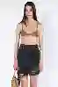 Resim Yüksek Bel Lazer Detay Mini Kot Etek