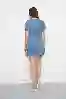 Resim V Yaka Kol Lastıklı Denim Elbise