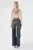 Resim Koyu Mavi Vintage Yikama Dusuk Bel Wide Leg Jean