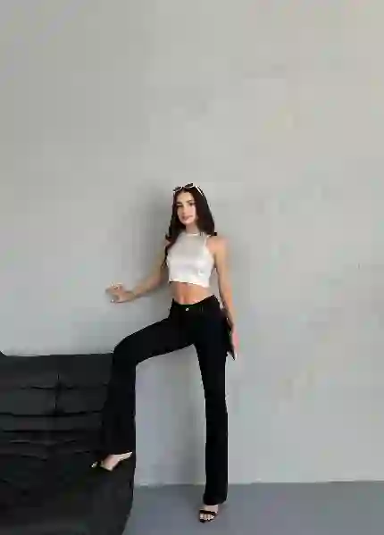 Resim Siyah Flare Denim Jeans