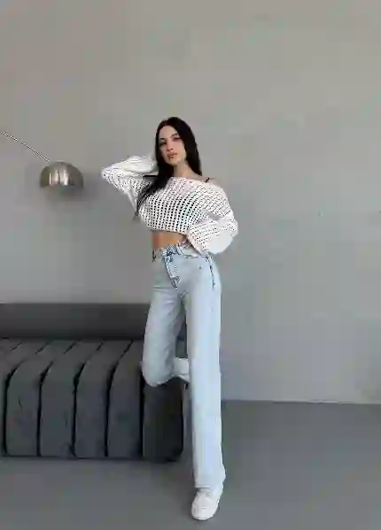 Resim Açik Mavi Yüksek Bel Mom Jeans