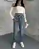 Resim Yüksek Bel Mom Paça Kesik  Jeans